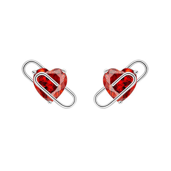 Sterling Silver Heart Clip Stud Earrings