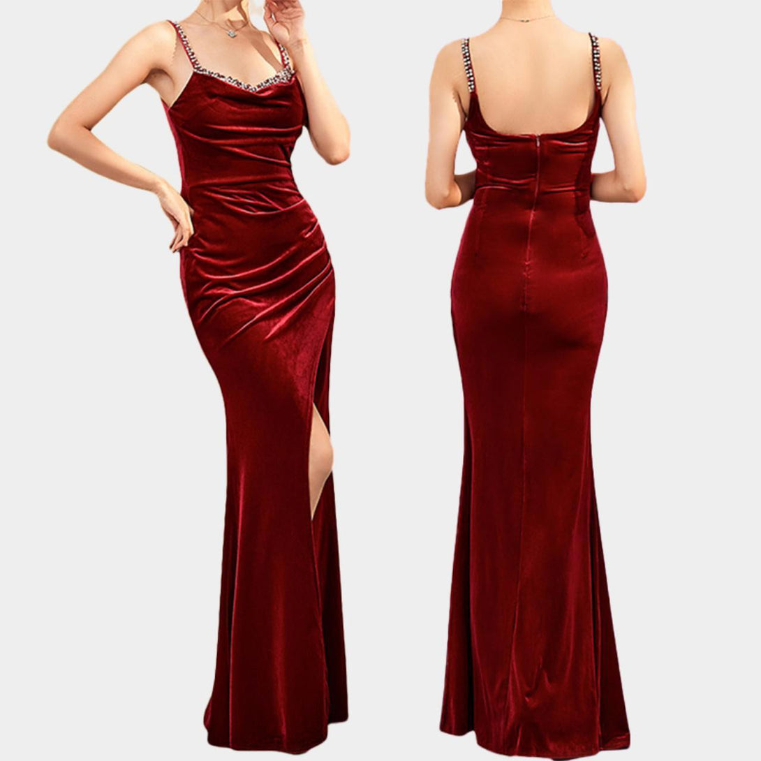 Red Velvet long formal dress