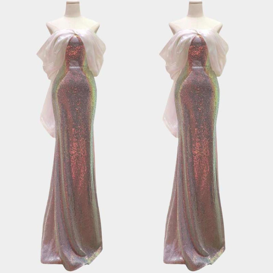 one-shoulder mermaid evening gown