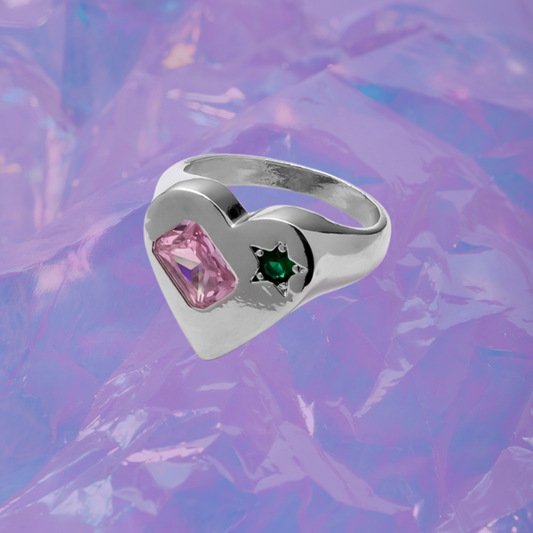 Ruby Sapphire Heart Ring